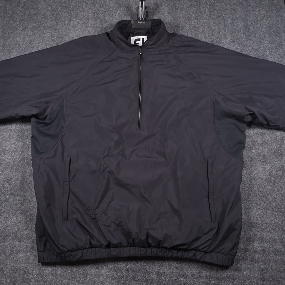 FootJoy FJ DryJoys Tour Collection Jacket Men 3XL Black Windbreaker 1/2 Zip Golf